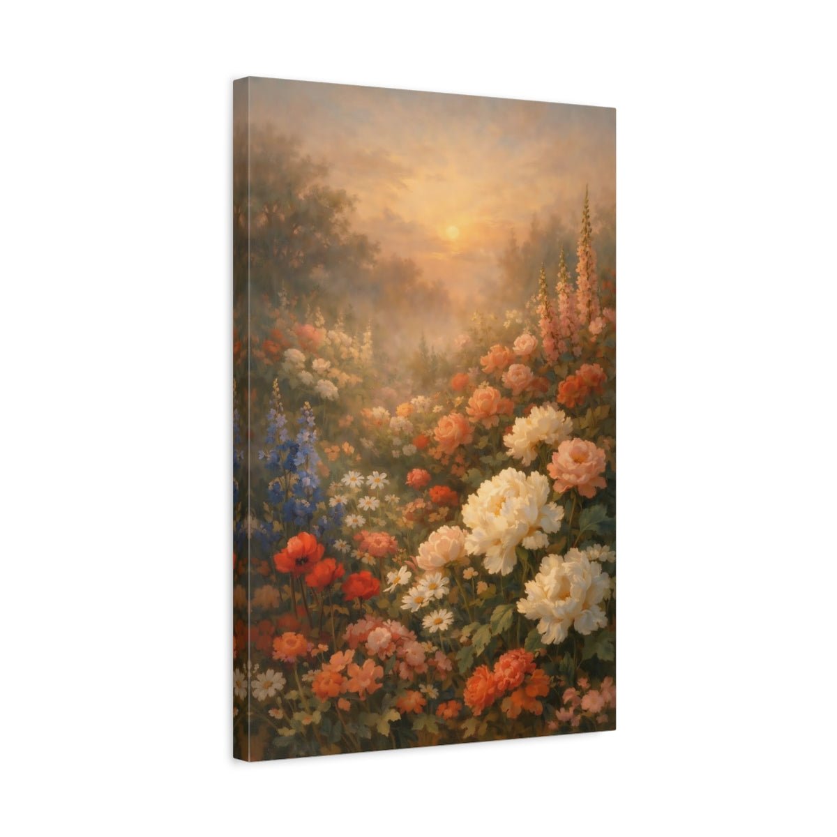 Floral Flower Garden Warm - Canvas Wall Art Print - YesArtYes