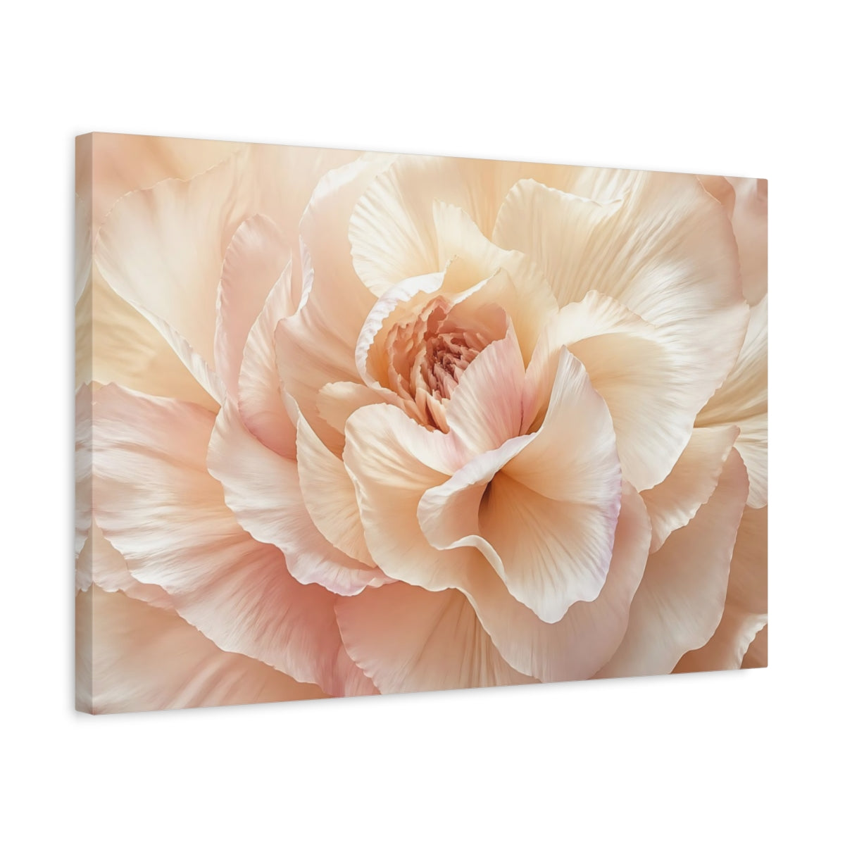Side Mockup 3. Floral Flower Pink And Beige shown as stretched canvas wall art
