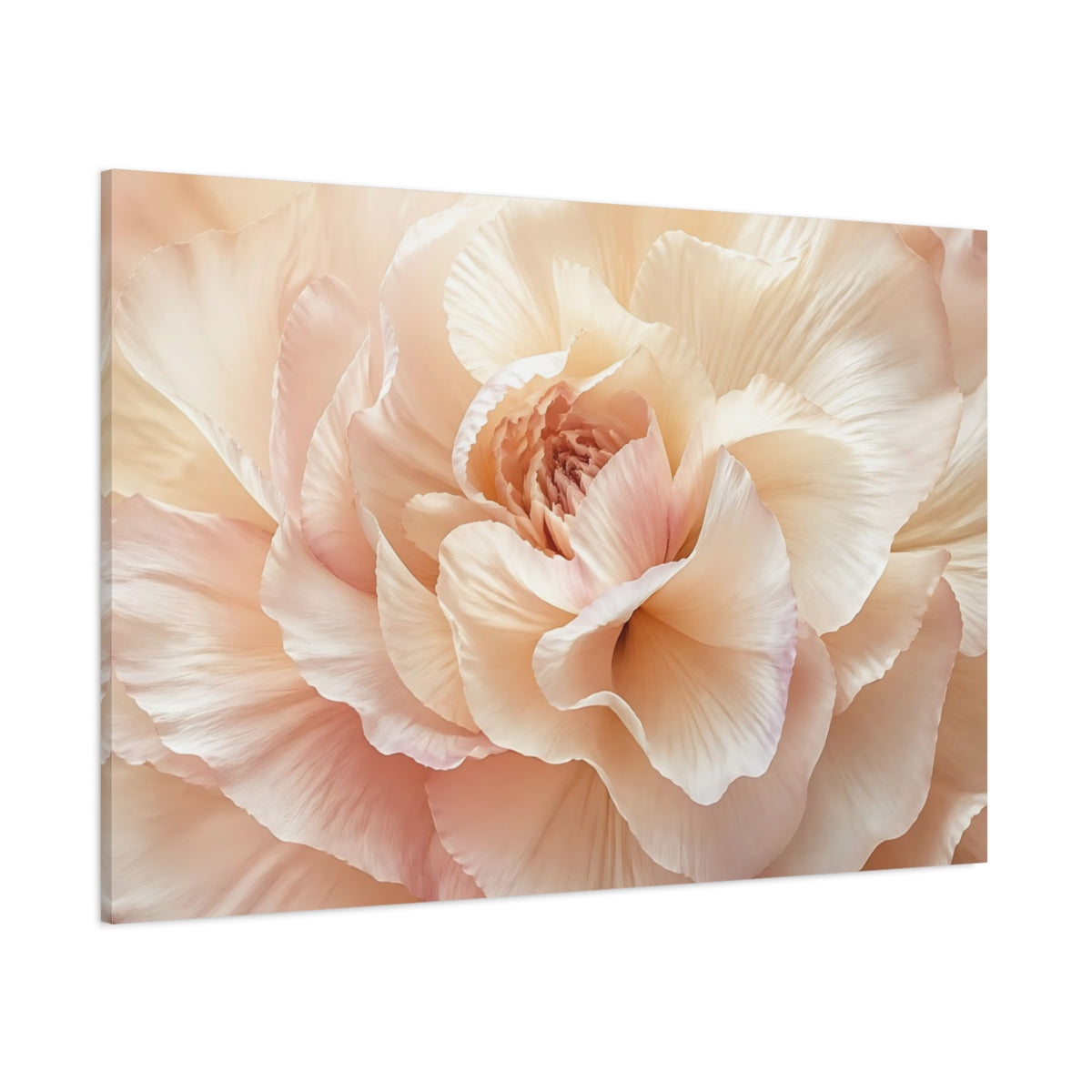 Side Mockup 1. Floral Flower Pink And Beige shown as stretched canvas wall art