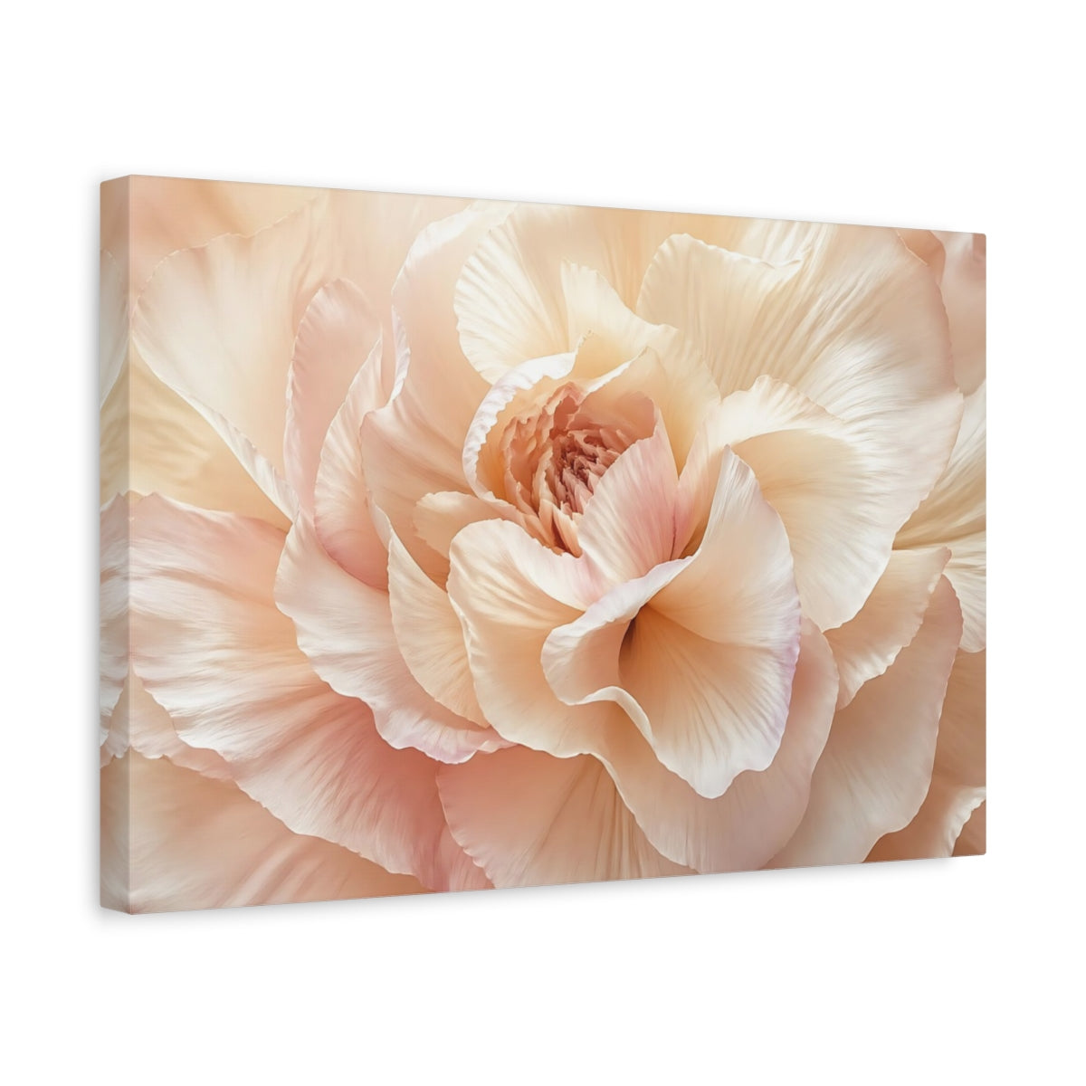 Side Mockup 4. Floral Flower Pink And Beige shown as stretched canvas wall art