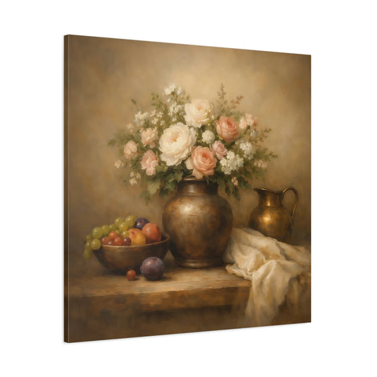 Main Mockup. Floral Flower Vase Floral Still Life shown as stretched canvas wall art