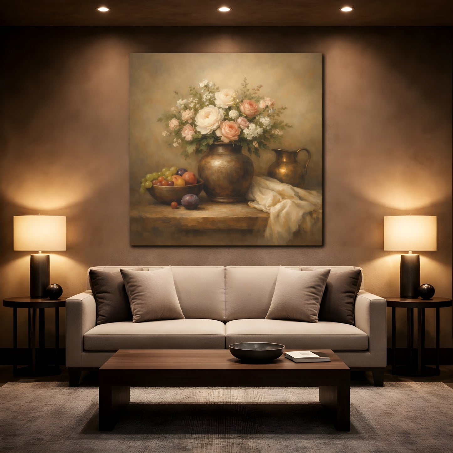 Mockup 2. Floral Flower Vase Floral Still Life shown as stretched canvas wall art