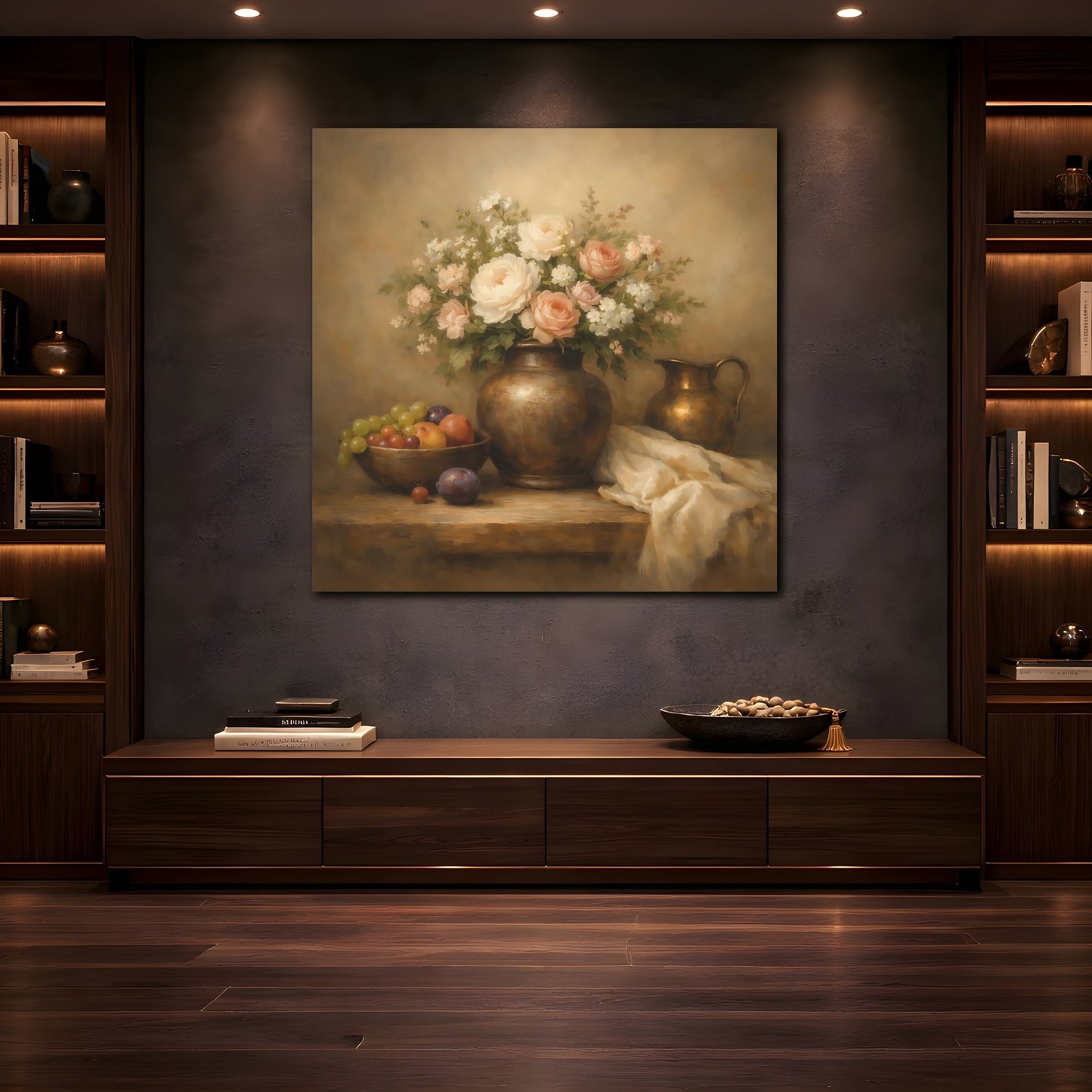 Mockup 4. Floral Flower Vase Floral Still Life shown as stretched canvas wall art
