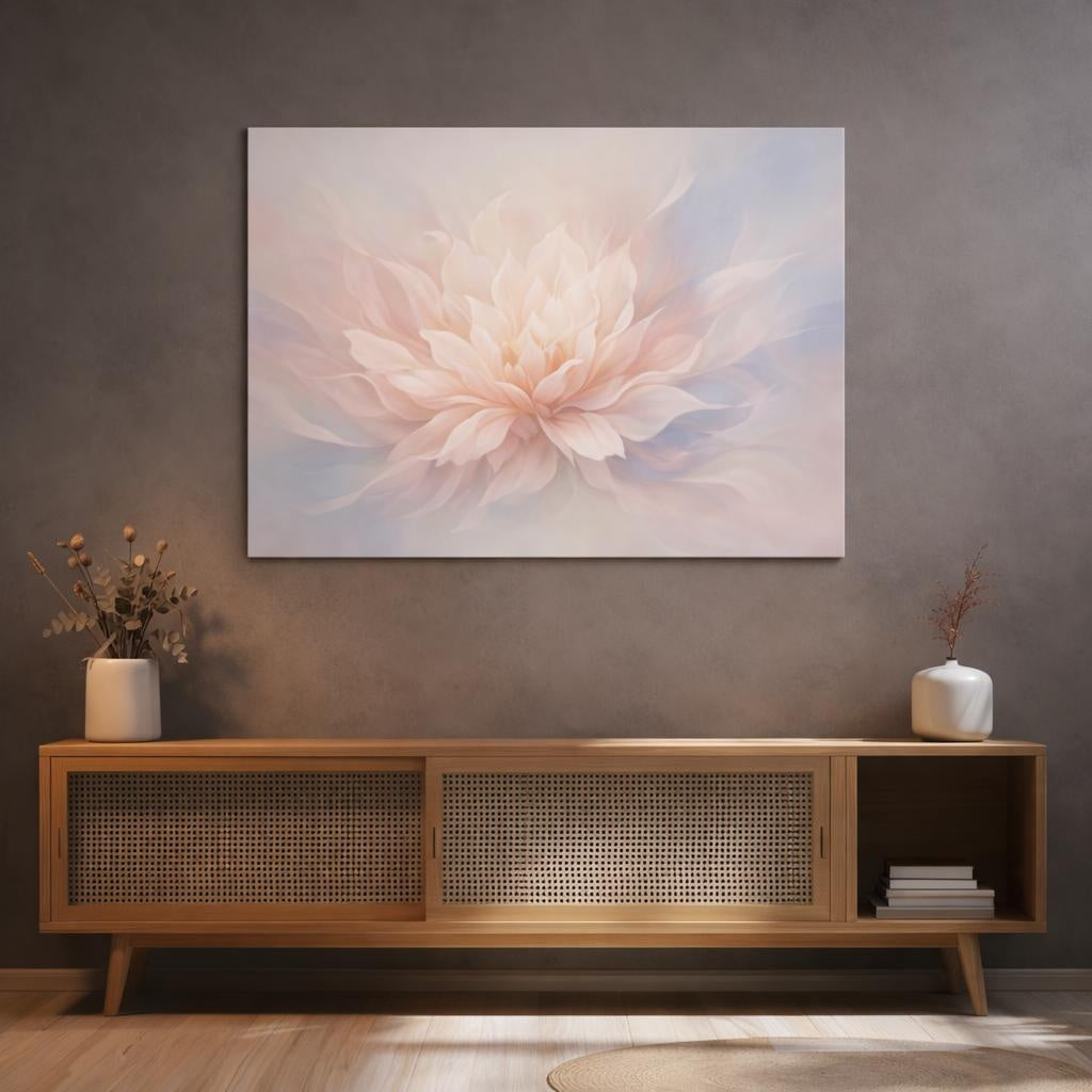 Floral Fluid Abstract shown as canvas wall art in a luxury executive office