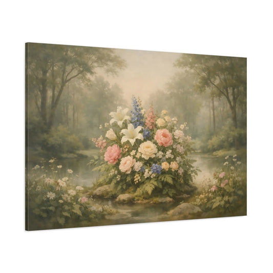Floral Forest Tranquil Arrangement - Canvas Wall Art Print - YesArtYes
