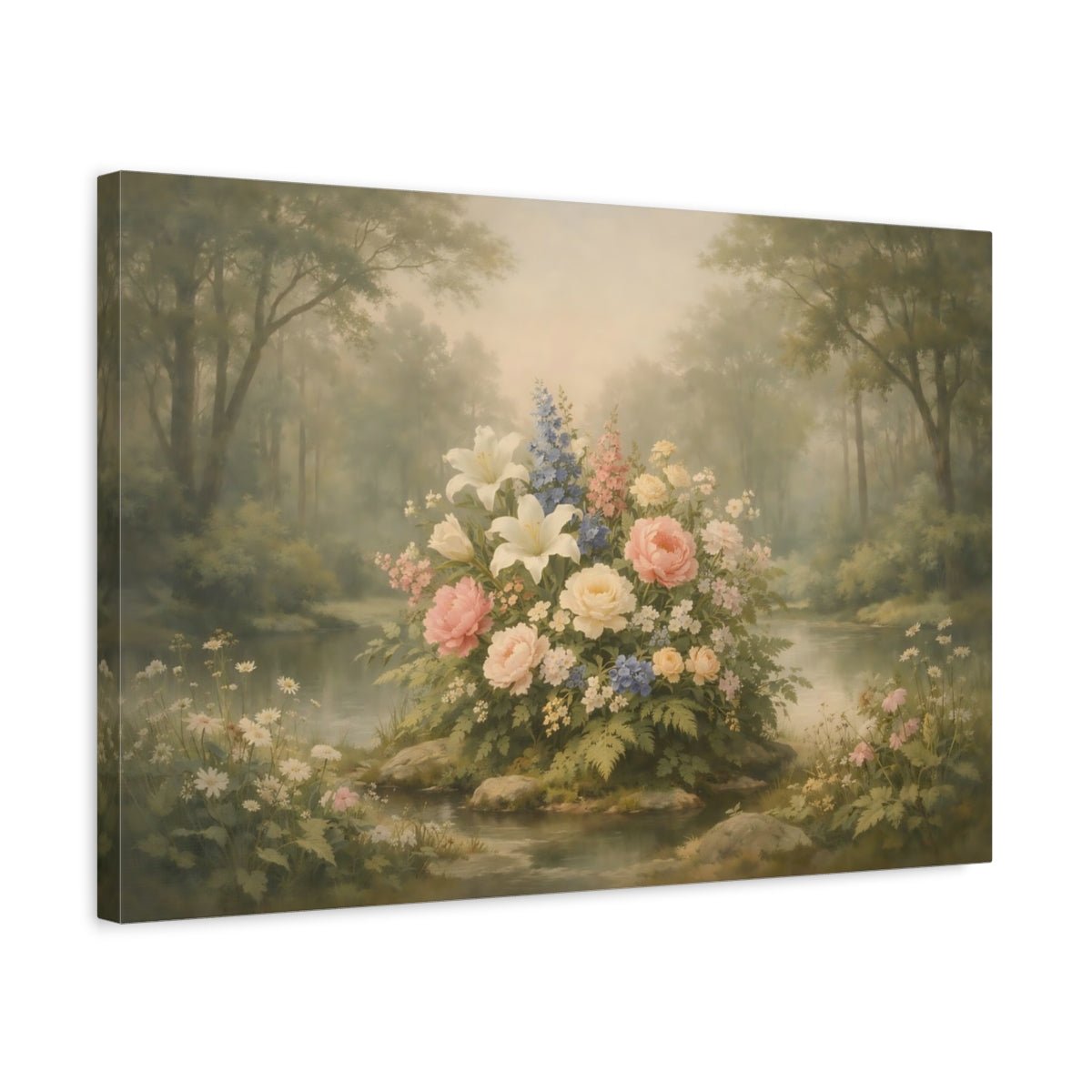 Floral Forest Tranquil Arrangement - Canvas Wall Art Print - YesArtYes