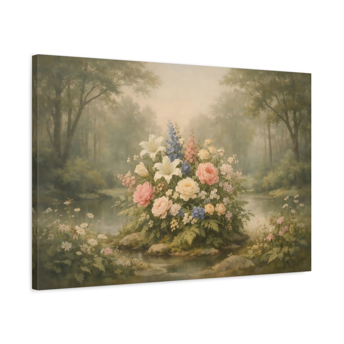 Floral Forest Tranquil Arrangement - Canvas Wall Art Print - YesArtYes