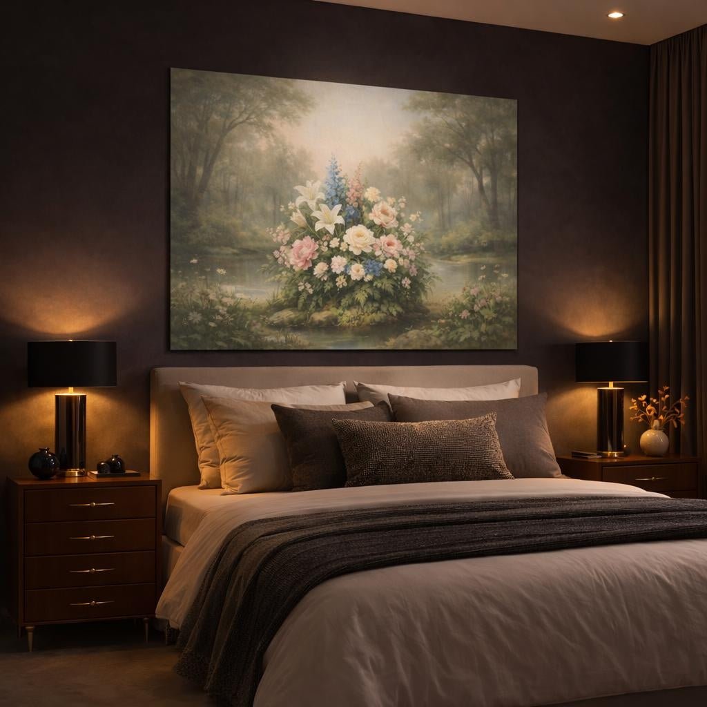 Floral Forest Tranquil Arrangement - Canvas Wall Art Print - YesArtYes