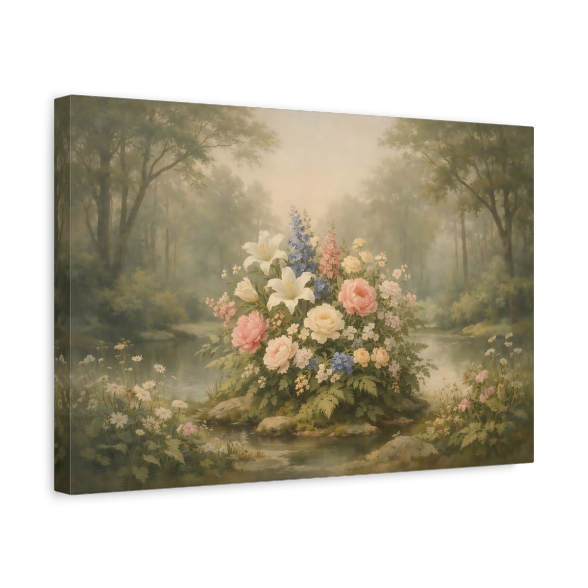 Floral Forest Tranquil Arrangement - Canvas Wall Art Print - YesArtYes