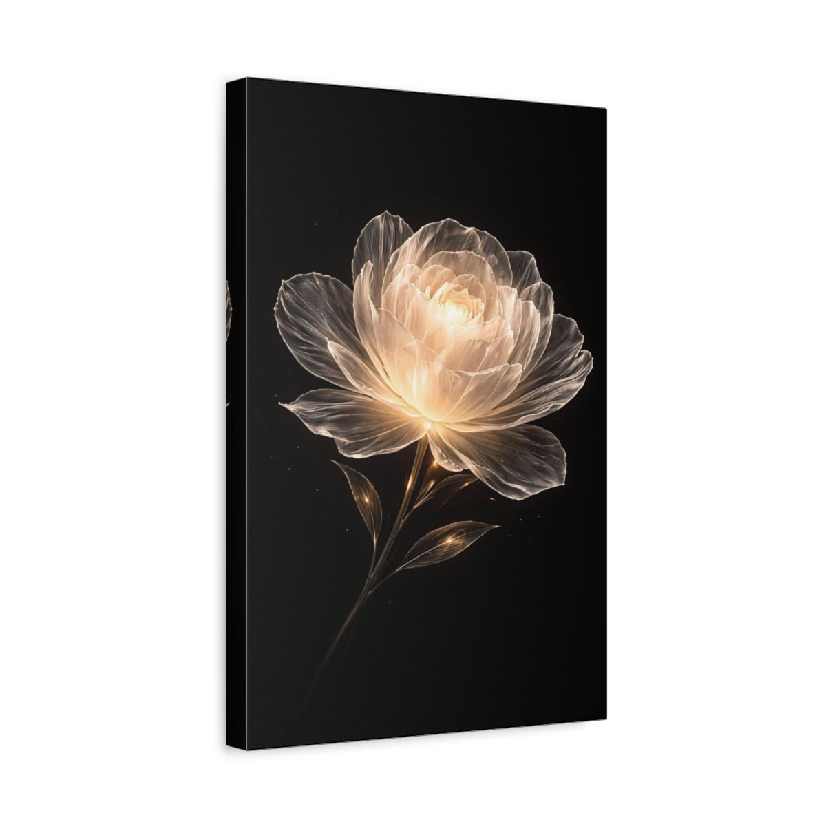 Floral Glowing Flower Golden - Canvas Wall Art Print - YesArtYes