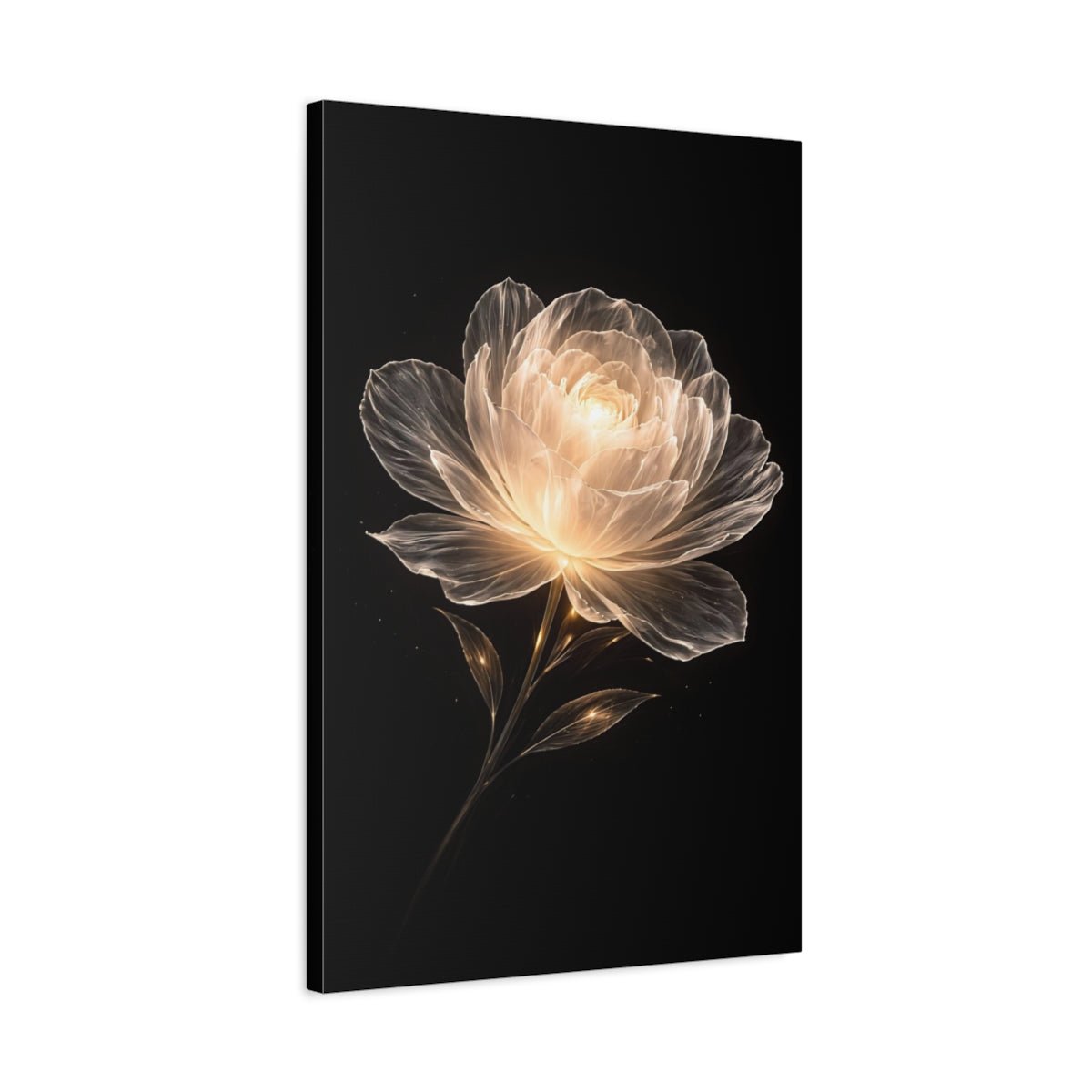 Floral Glowing Flower Golden - Canvas Wall Art Print - YesArtYes