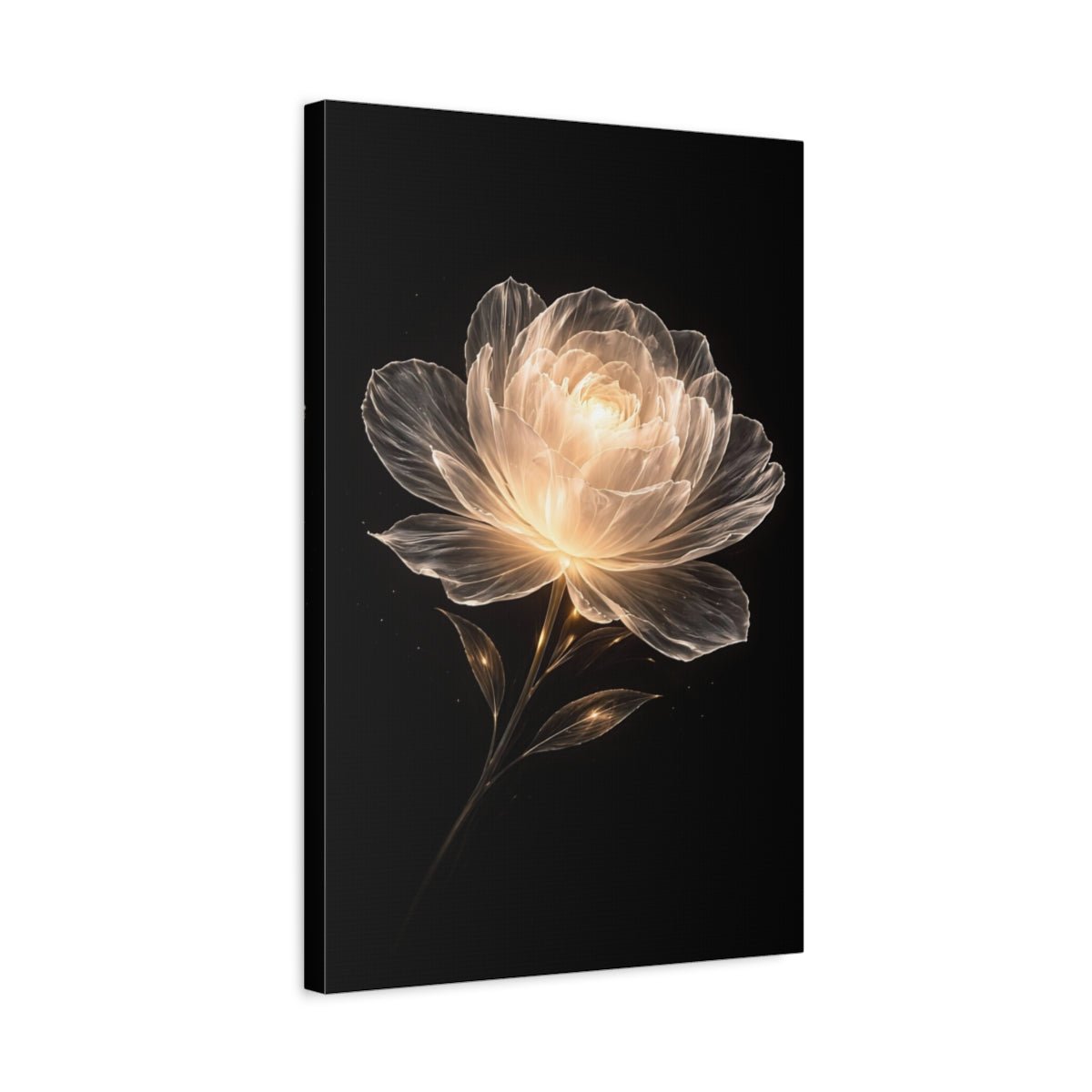 Floral Glowing Flower Golden - Canvas Wall Art Print - YesArtYes