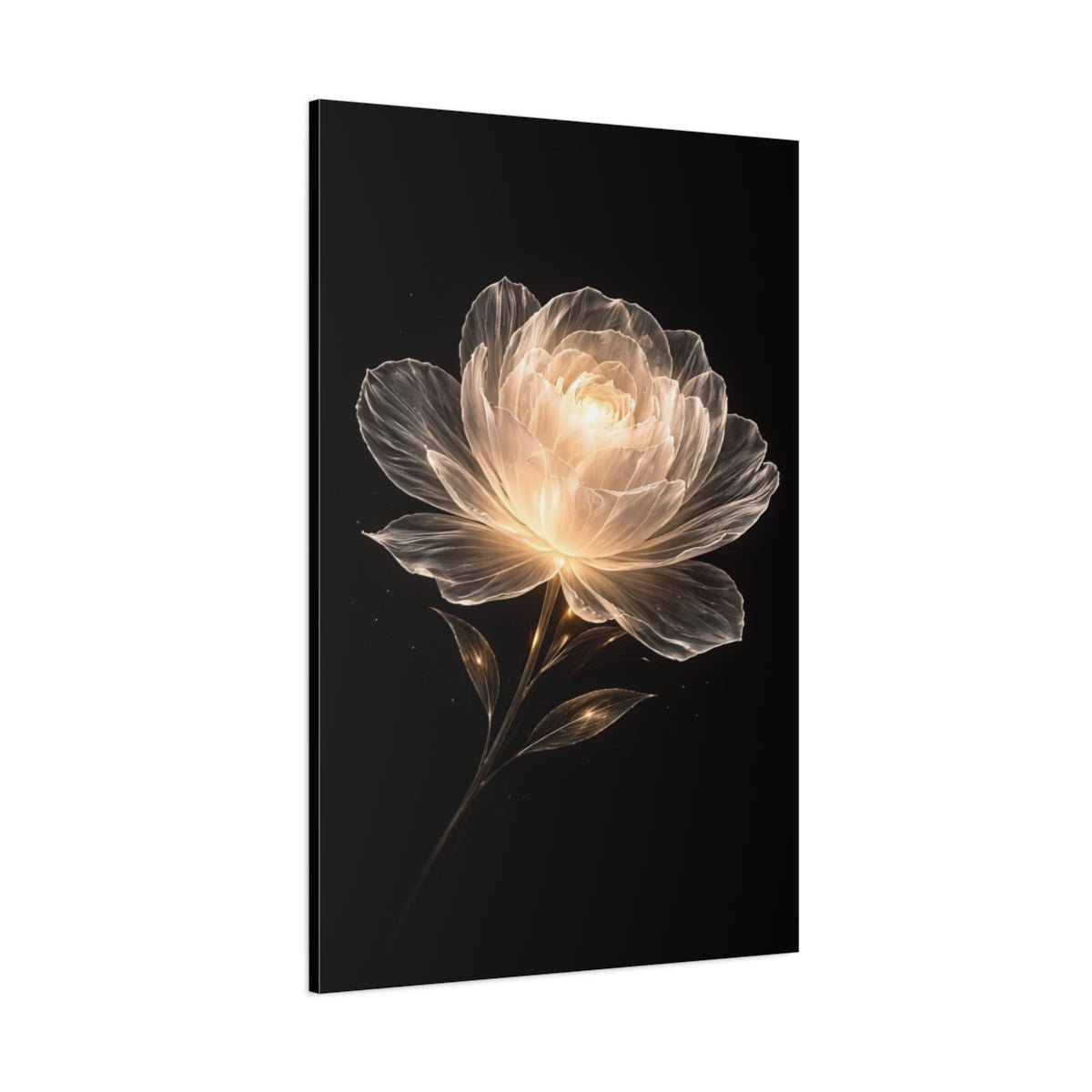 Floral Glowing Flower Golden - Canvas Wall Art Print - YesArtYes