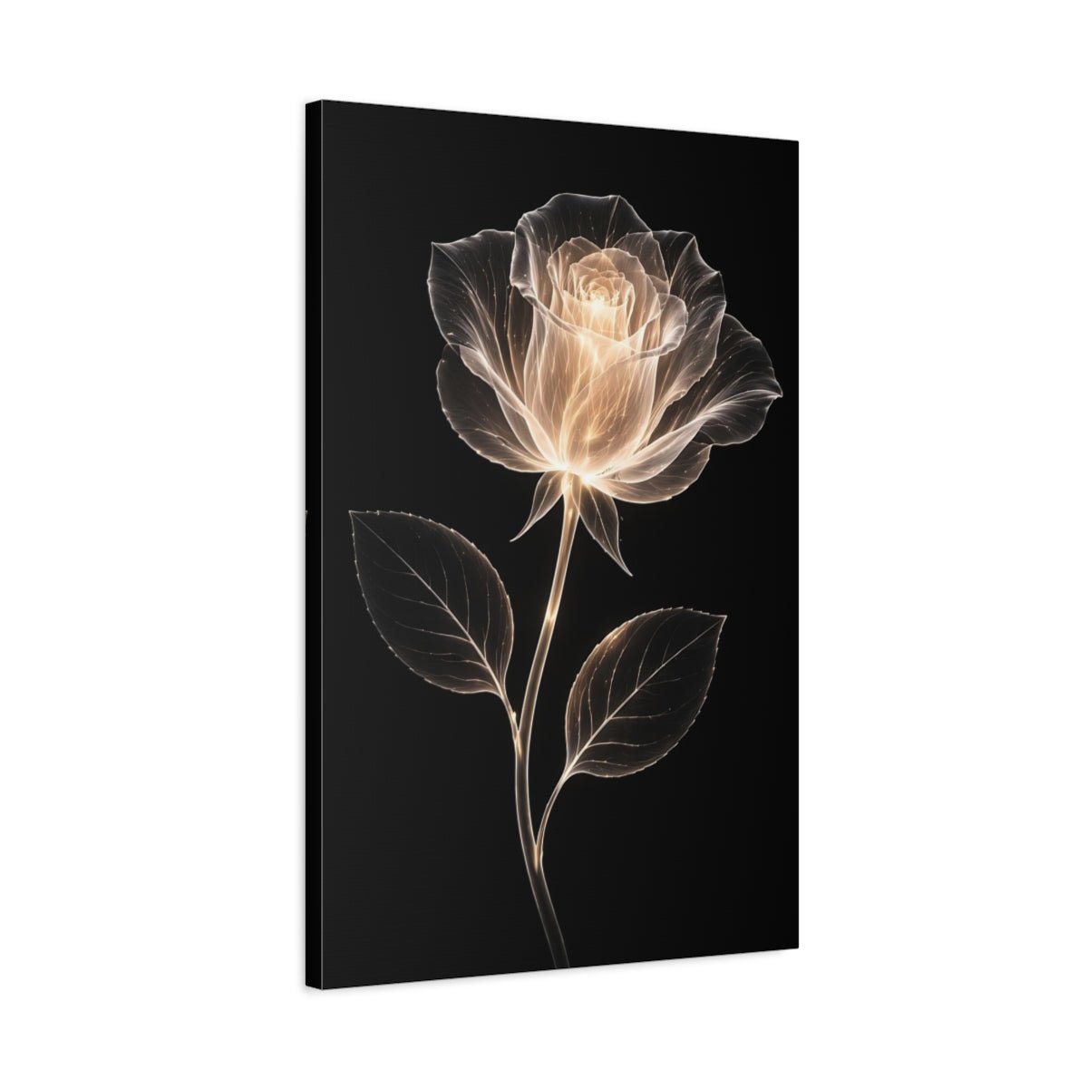 Floral Glowing Rose Golden - Canvas Wall Art Print - YesArtYes