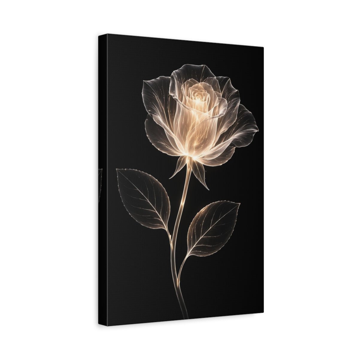 Floral Glowing Rose Golden - Canvas Wall Art Print - YesArtYes