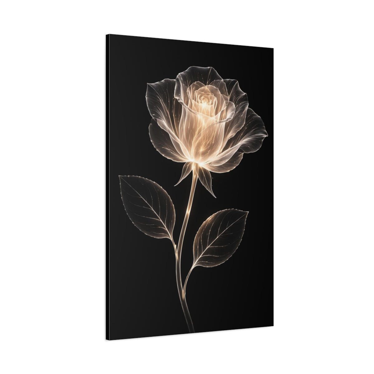 Floral Glowing Rose Golden - Canvas Wall Art Print - YesArtYes