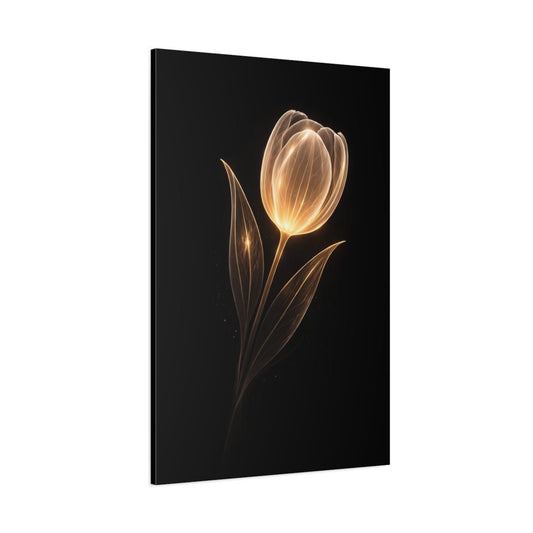 Floral Glowing Tulip Gold - Canvas Wall Art Print - YesArtYes