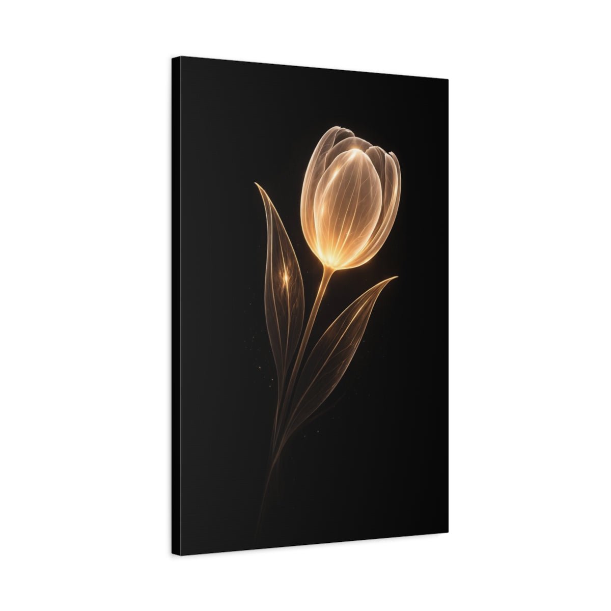 Floral Glowing Tulip Gold - Canvas Wall Art Print - YesArtYes