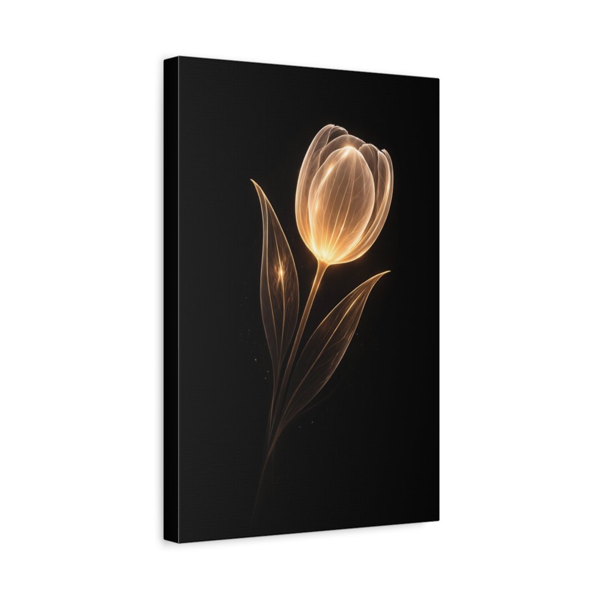 Floral Glowing Tulip Gold - Canvas Wall Art Print - YesArtYes