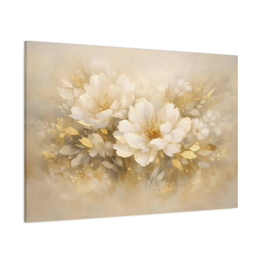 Main Mockup. Floral Gold Abstract shown as stretched canvas wall art
