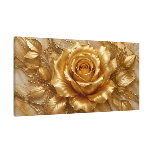 Main Mockup. Floral Golden Rose Gold Floral shown as stretched canvas wall art
