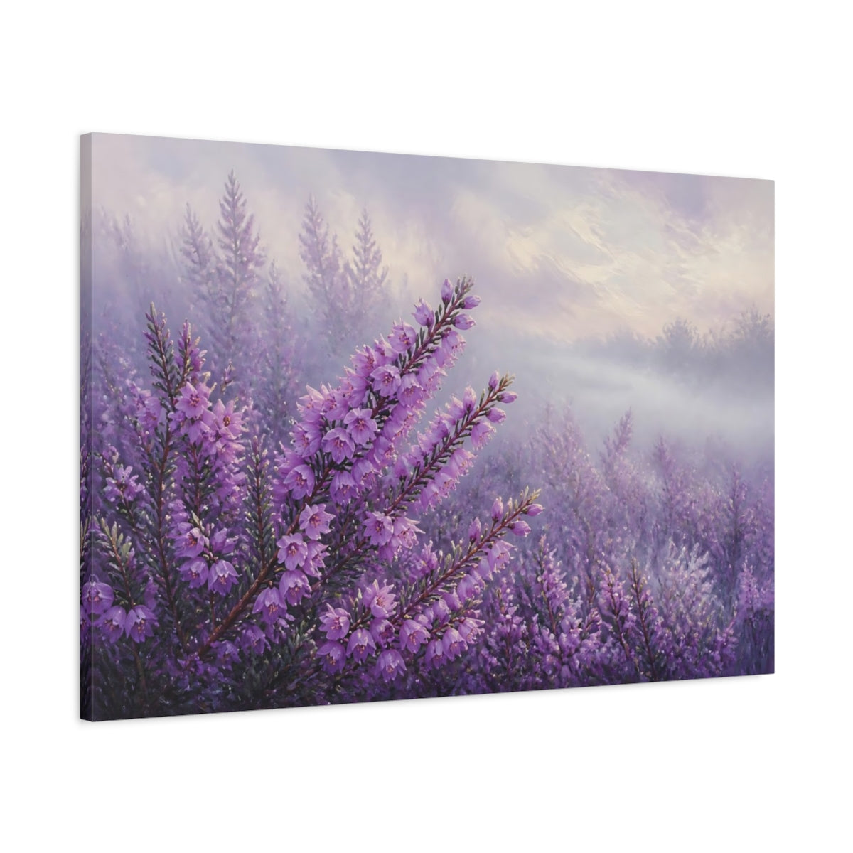 Main Mockup. Floral Heather Field shown as canvas print
