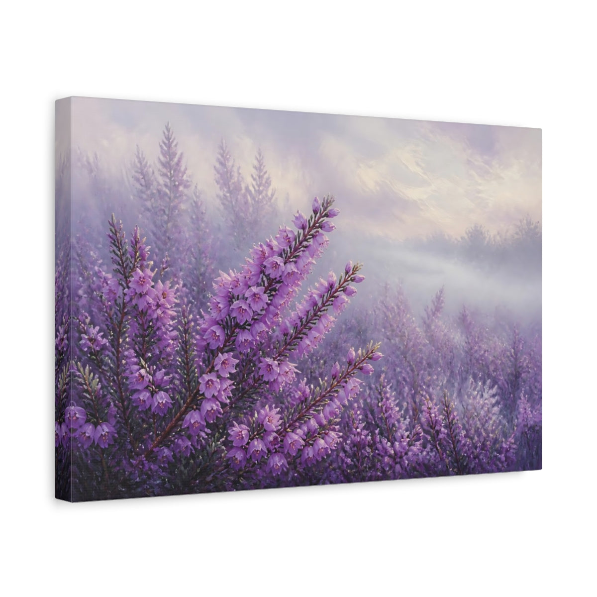 Side Mockup 4. Floral Heather Field shown as canvas print