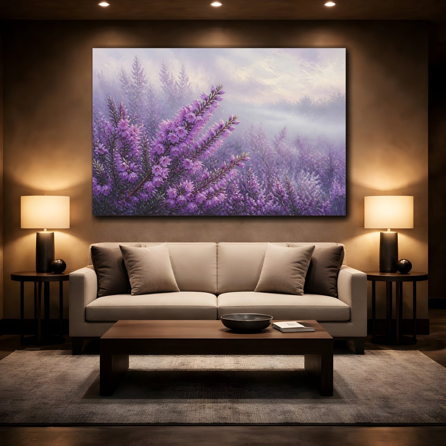 Mockup 2. Floral Heather Field shown as canvas print