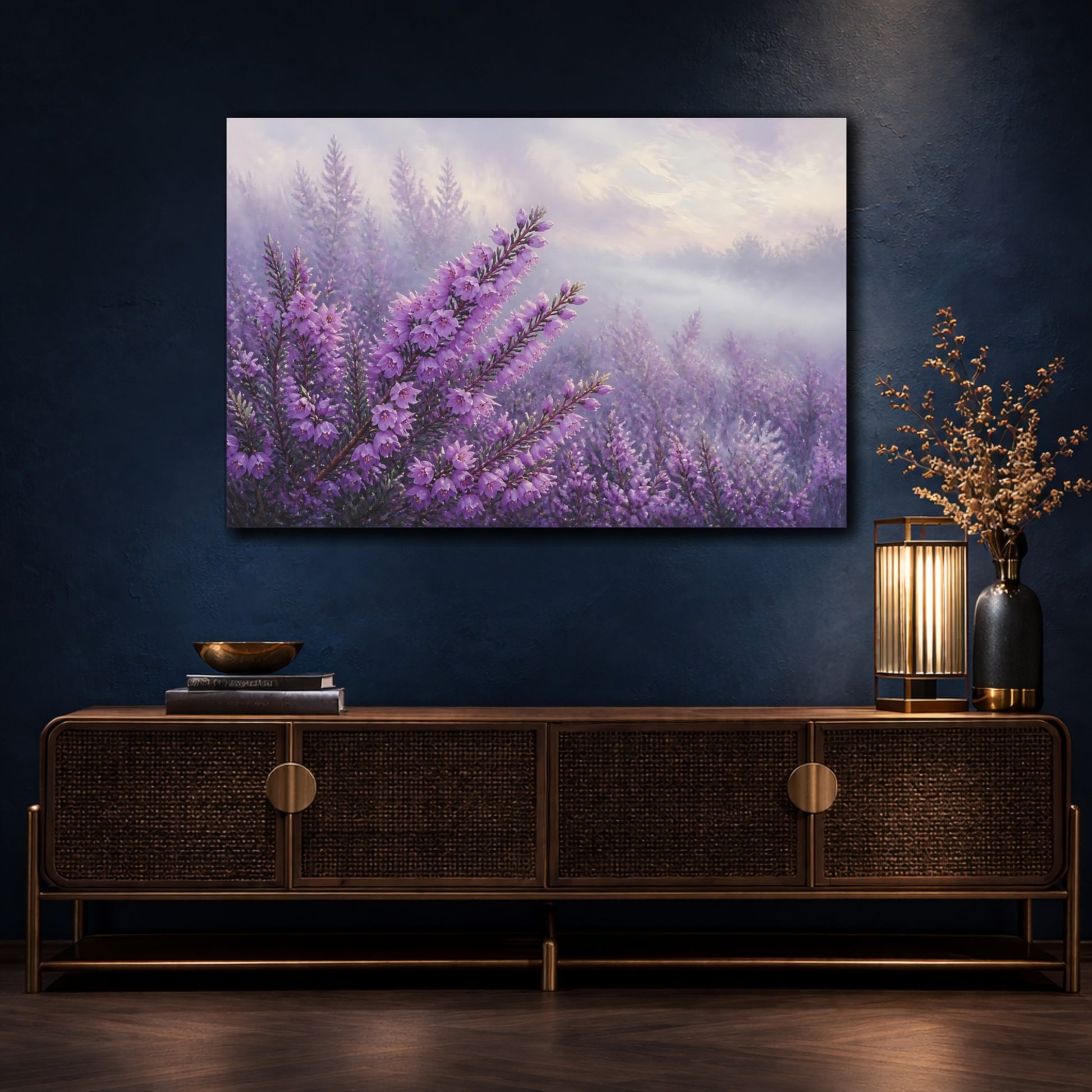 Mockup 4. Floral Heather Field shown as canvas print