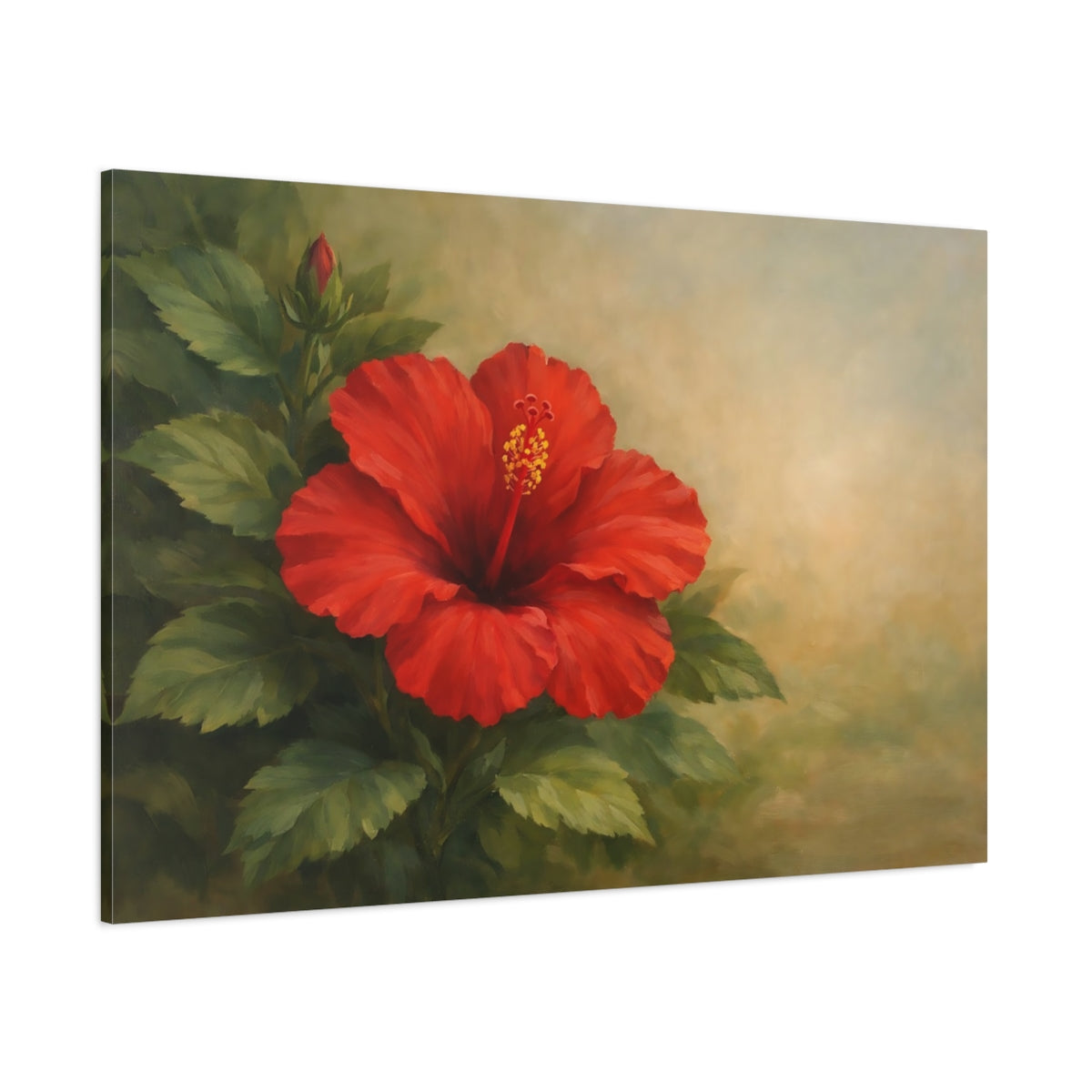 Main Mockup. Floral Hibiscus Flower Red Hibiscus shown as stretched canvas wall art