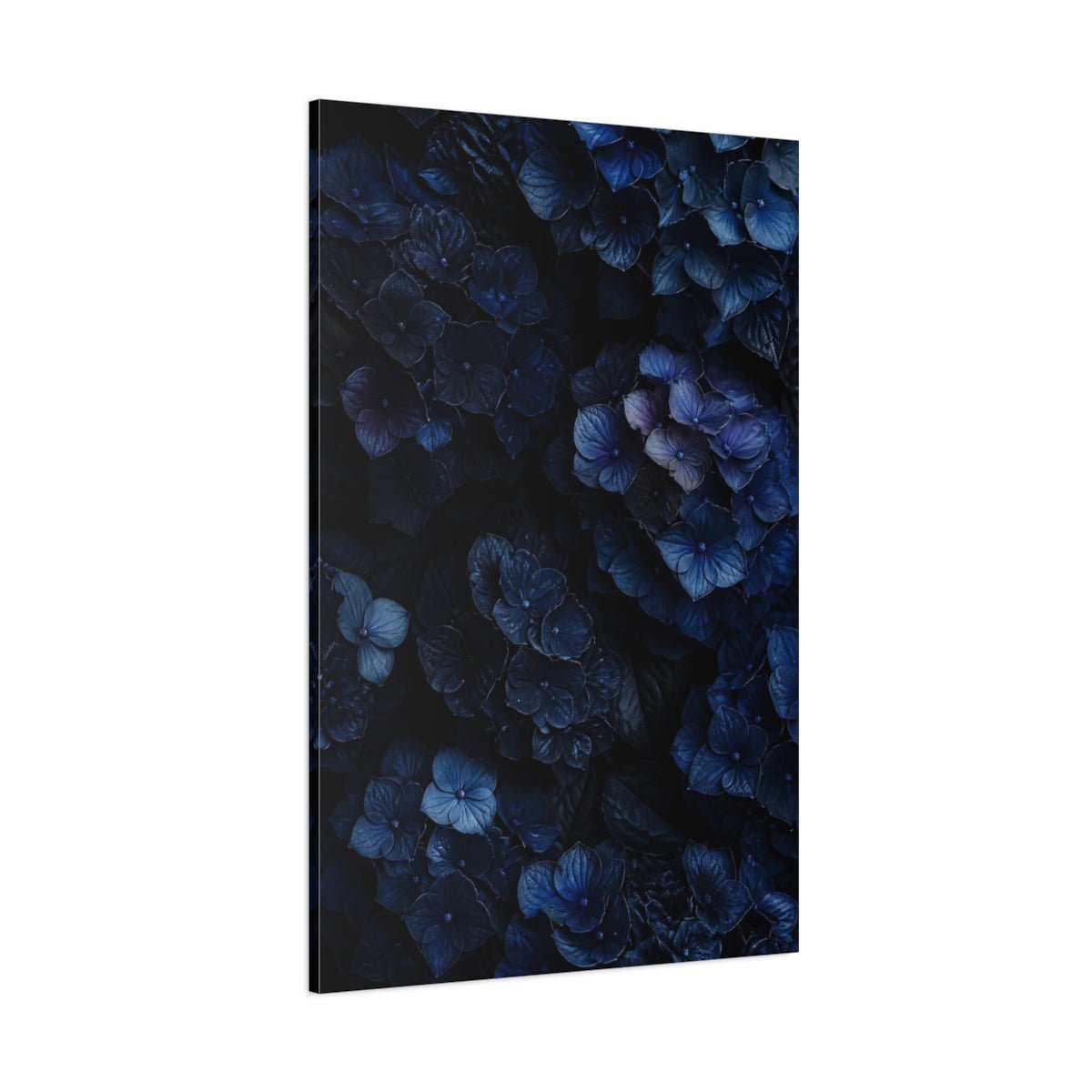 Floral Hydrangea Dark Blue Flowers Canvas Print Wall Art – Botanical Living Room, Large - YesArtYes