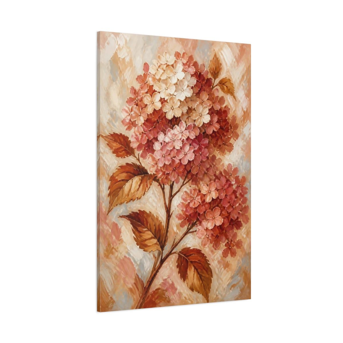 Side Mockup 1. Floral Hydrangea In Autumn shown as canvas print