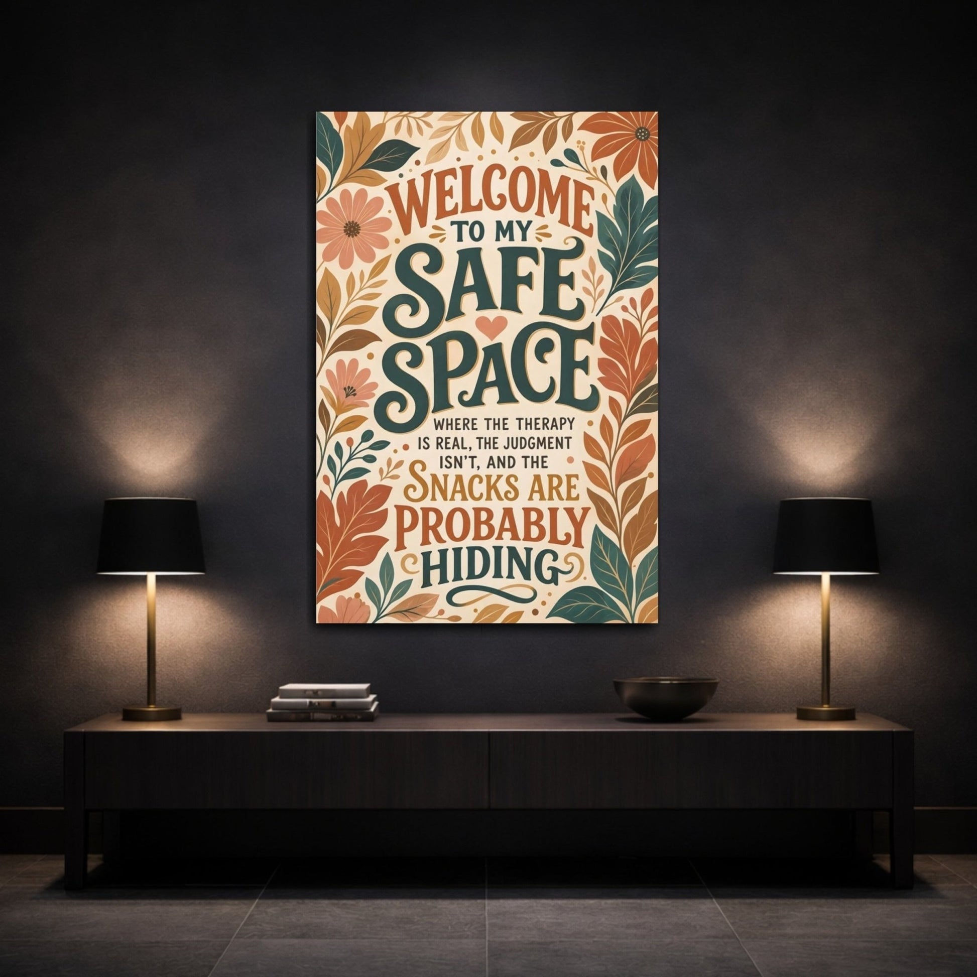 Floral Inspirational Quote Earthy Canvas Print – Boho Living Room, Above Couch - YesArtYes