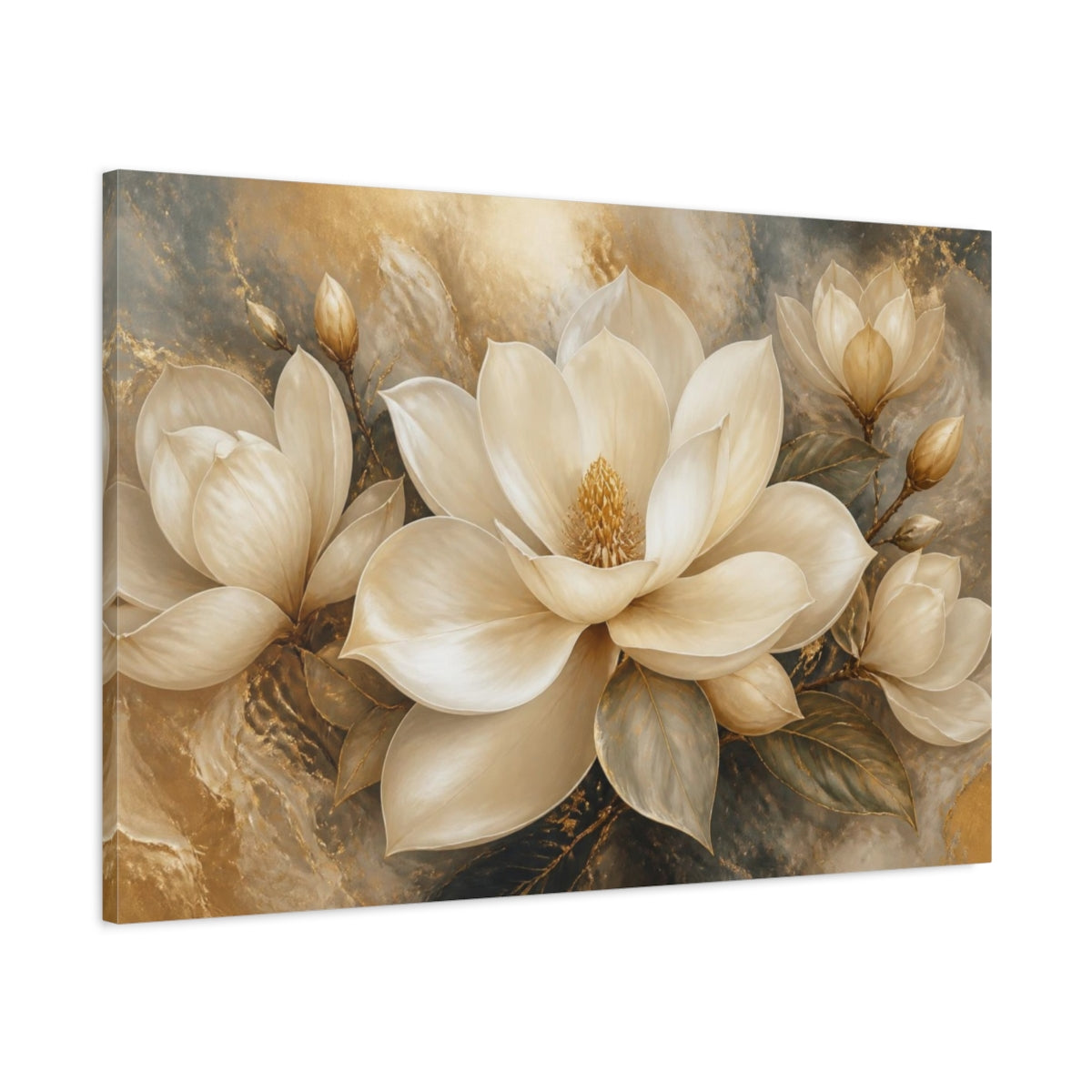 Main Mockup. Floral Ivory Magnolia shown as canvas print