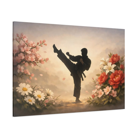 Floral Karate shown as stretched canvas wall art