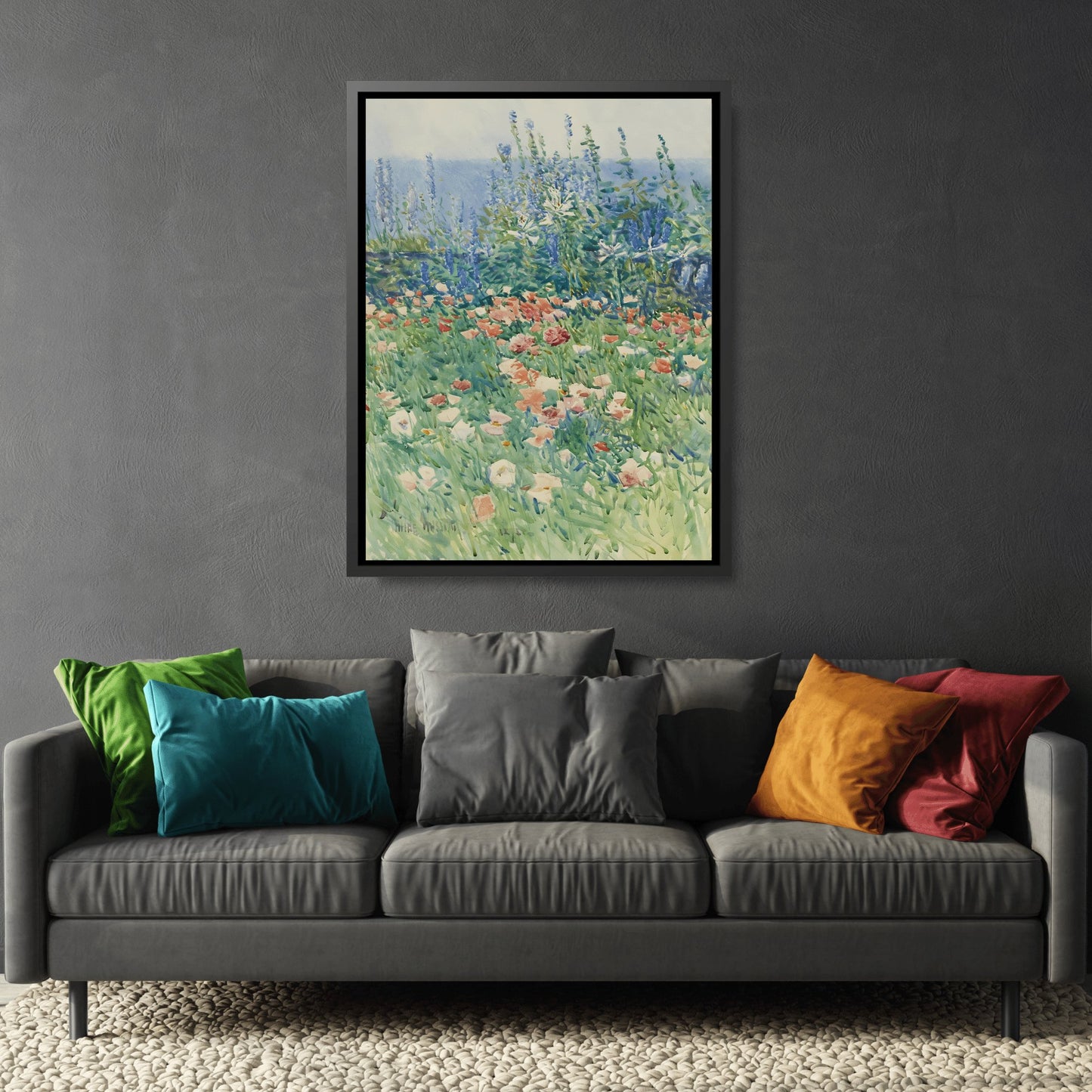 Floral Landscape Flower Garden Isles of Shoals - Framed Canvas Wall Art Print