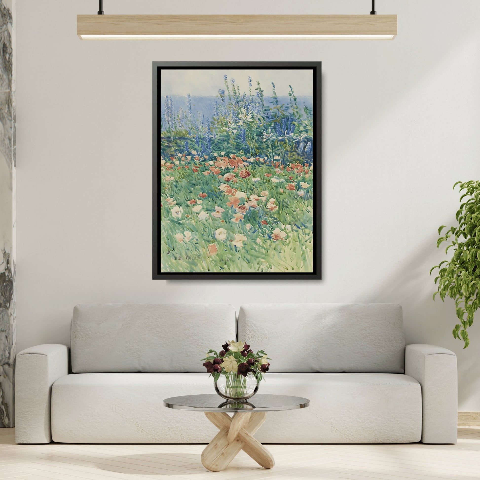 Floral Landscape Flower Garden Isles of Shoals - Framed Canvas Wall Art Print