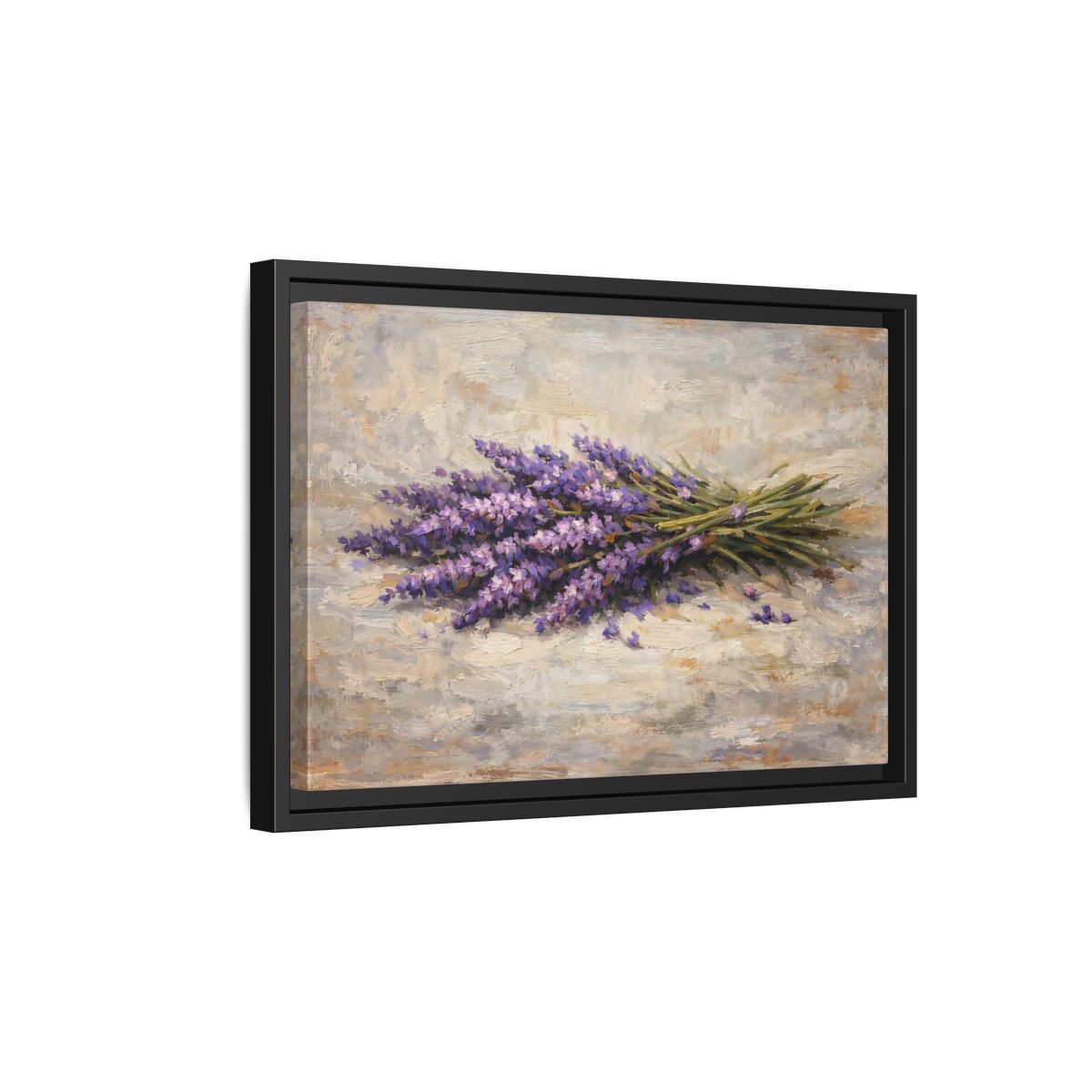 Side Mockup 6. Floral Lavender Bouquet Purple Lavender Floral shown as stretched canvas wall art