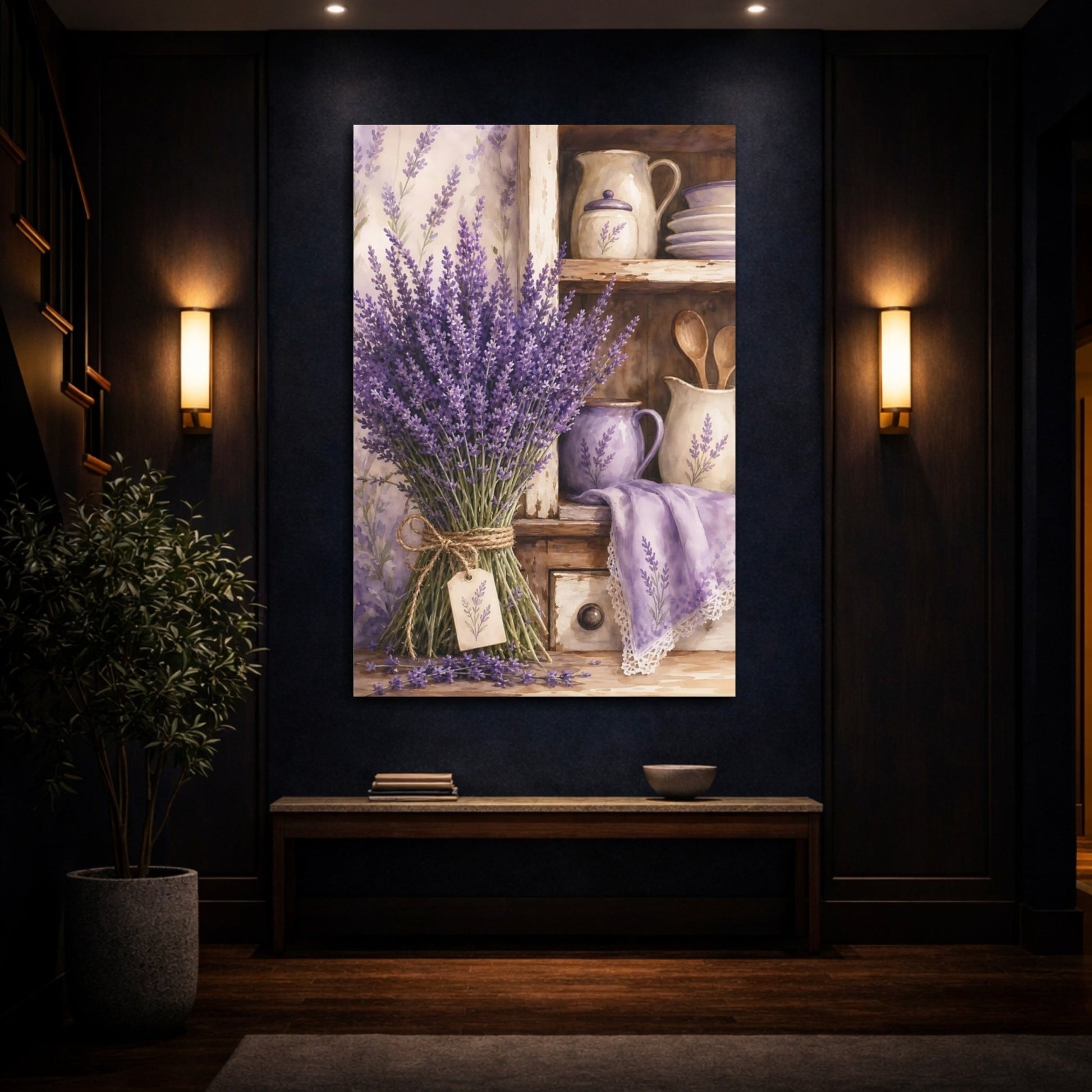 Floral Lavender Flowers Purple Canvas Print – Kitchen, Breakfast Nook - YesArtYes