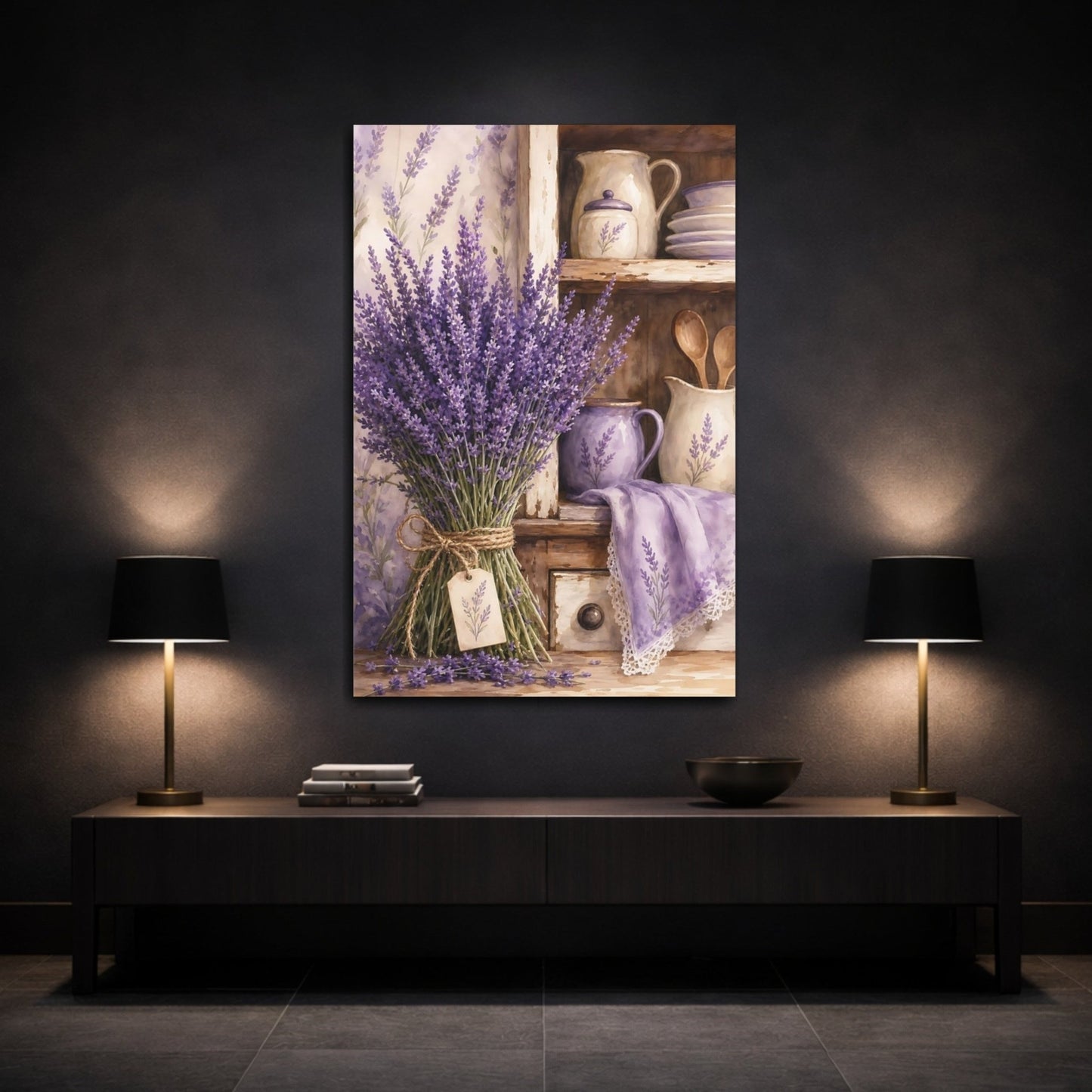 Floral Lavender Flowers Purple Canvas Print – Kitchen, Breakfast Nook - YesArtYes