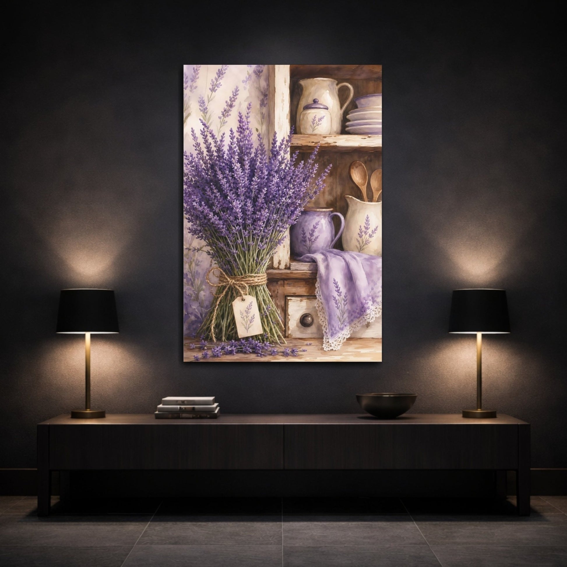 Floral Lavender Flowers Purple Canvas Print – Kitchen, Breakfast Nook - YesArtYes