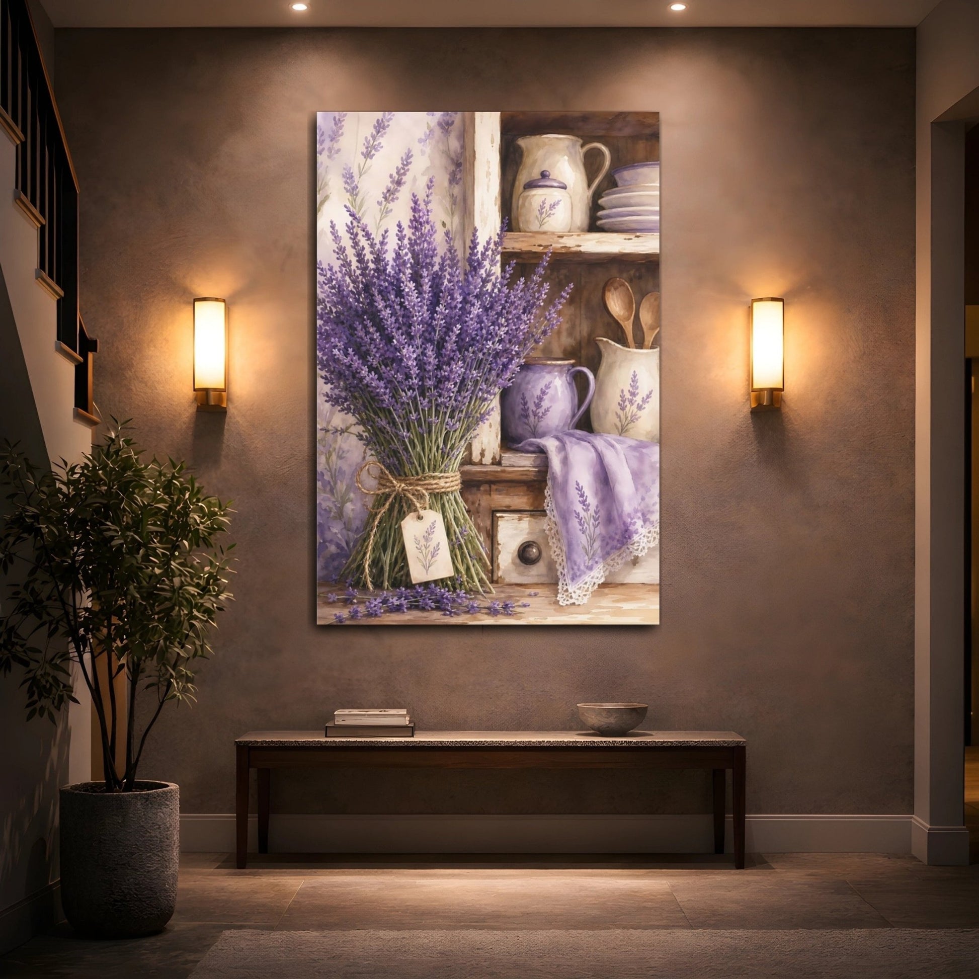 Floral Lavender Flowers Purple Canvas Print – Kitchen, Breakfast Nook - YesArtYes