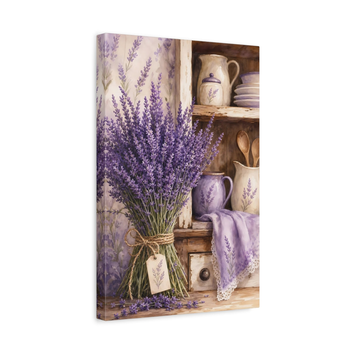 Side Mockup 4. Floral Lavender Flowers Purple Lavender shown as canvas print