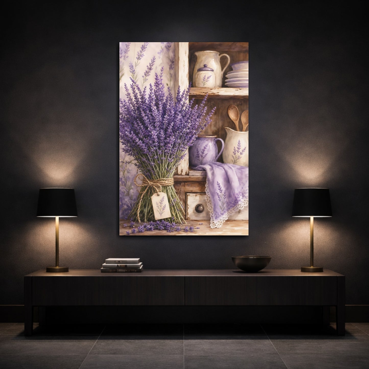 Mockup 3. Floral Lavender Flowers Purple Lavender shown as canvas print