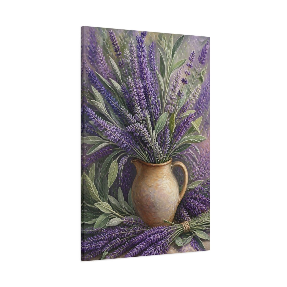 Floral Lavender Purple And Brown Canvas Print – traditional Decor for Living Room, Above Console Table - YesArtYes