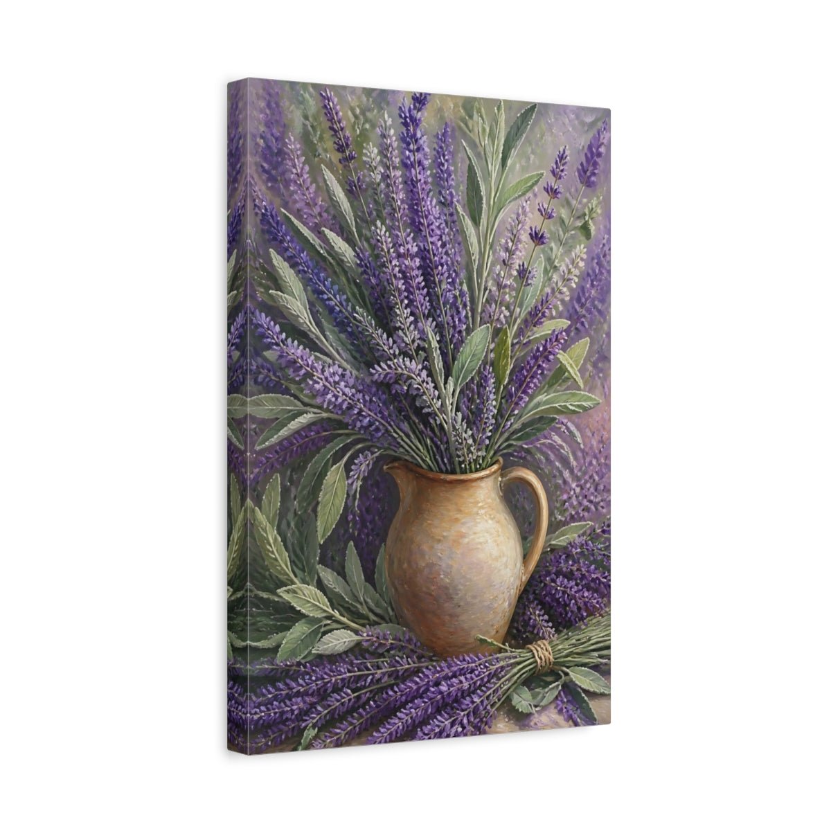 Floral Lavender Purple And Brown Canvas Print – traditional Decor for Living Room, Above Console Table - YesArtYes