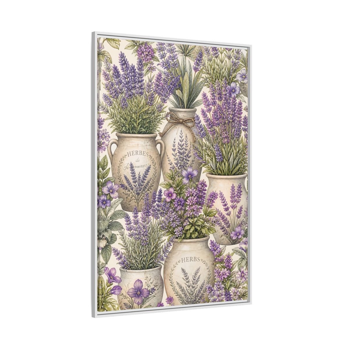 Floral Lavender Purple Framed Canvas Print – Living Room, Above Couch - YesArtYes