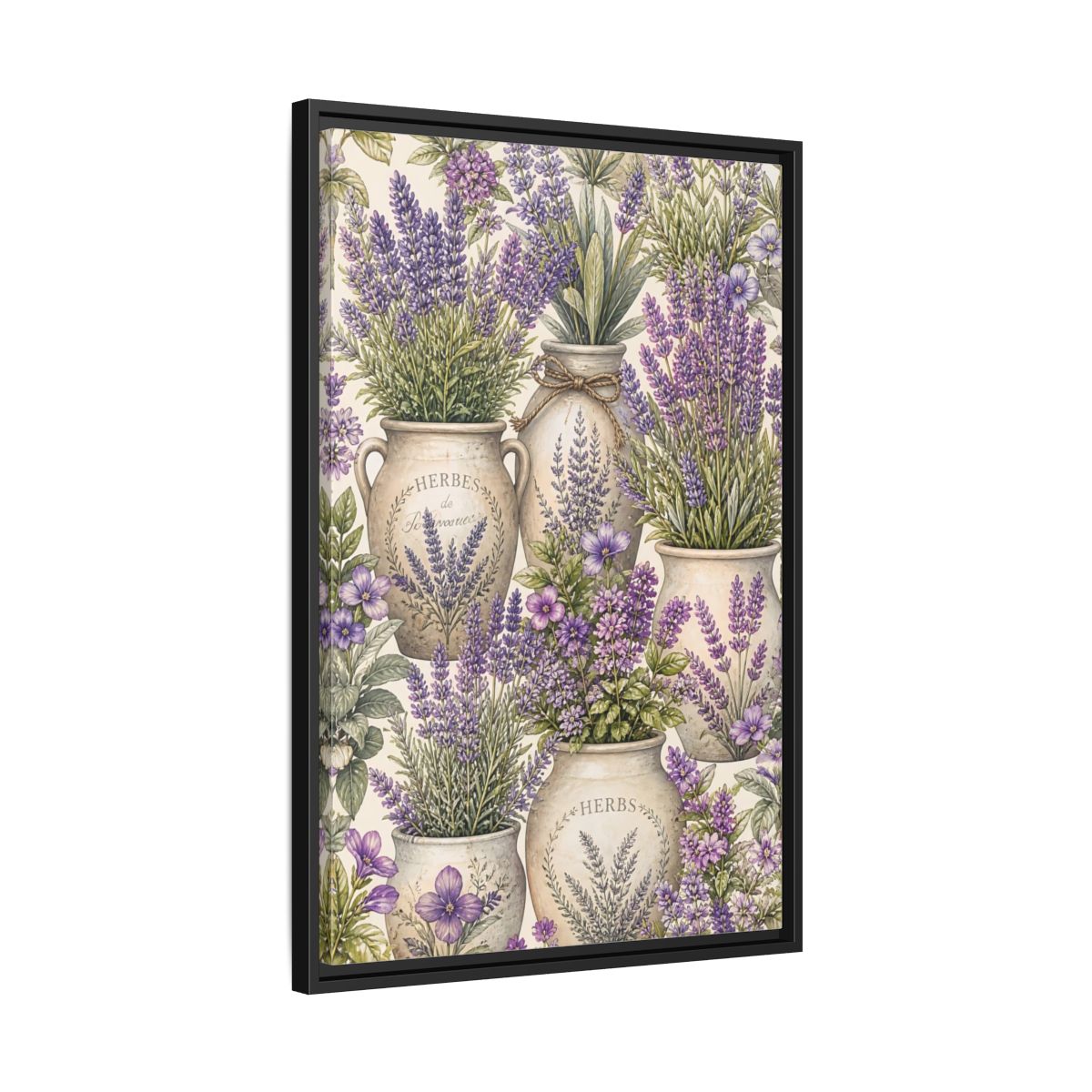 Side Mockup 14. Floral Lavender Purple Lavender shown as framed canvas print