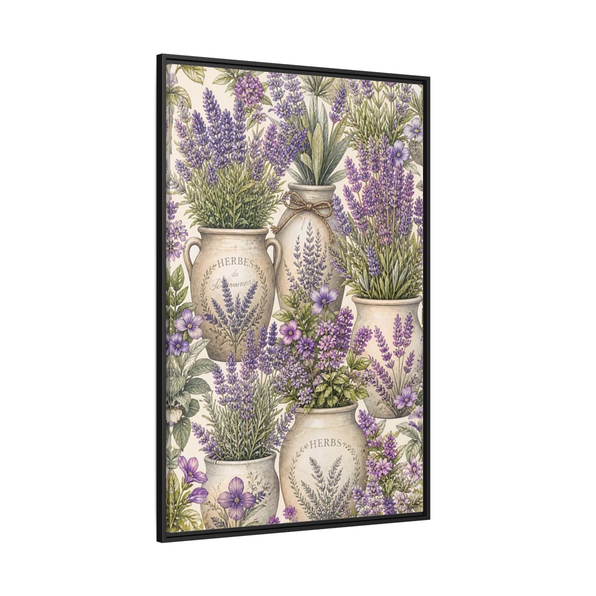 Side Mockup 12. Floral Lavender Purple Lavender shown as framed canvas print