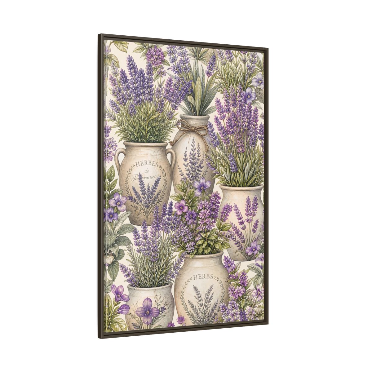 Side Mockup 8. Floral Lavender Purple Lavender shown as framed canvas print